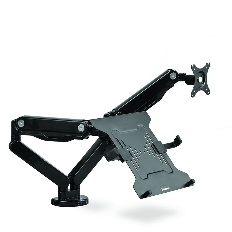 Fellowes 8044101 Adjustable Laptop Stand for Desk with Dual Monitor Arm, 17 Inch Monitor Capacity - Image 2